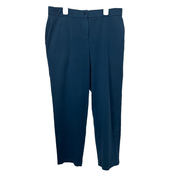 Eileen Fisher Pull On Slim Leg Pants Women's M Blue Stretch Lyocell Blend C17 - Picture 1 of 6